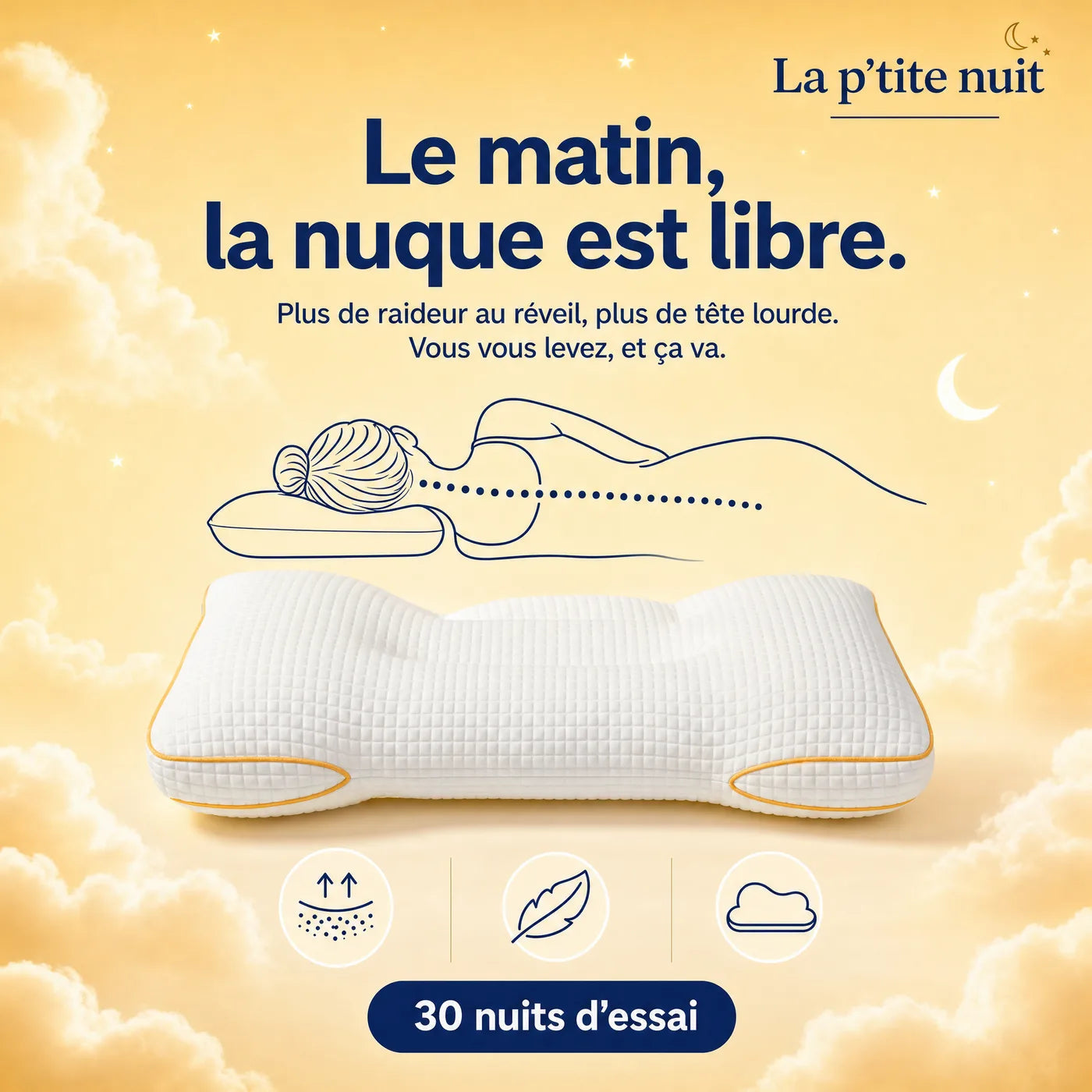 Alignement tête, nuque et dos sur l’oreiller adulte Pilookids