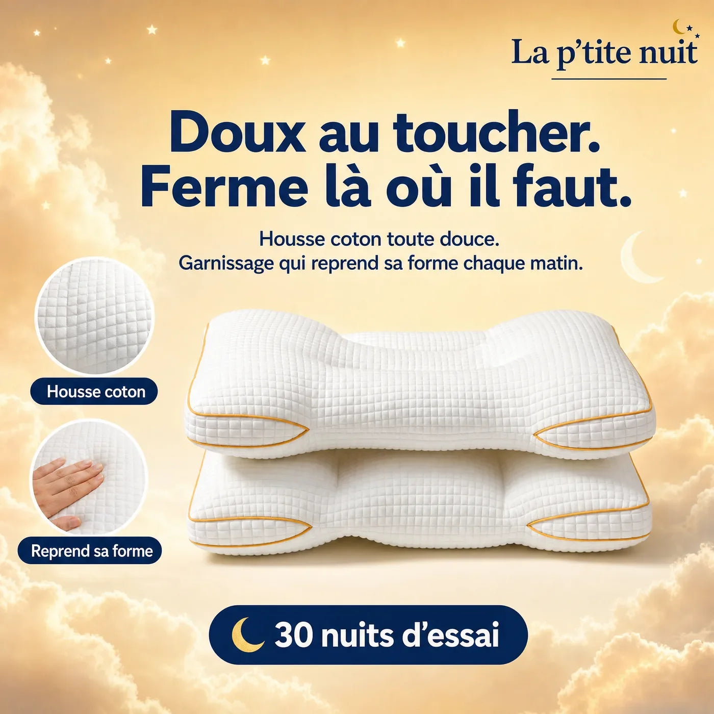 Housse coton et garnissage de l’oreiller adulte Pilookids